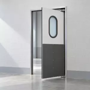 Жесткая маятниковая распашная дверь одностворчатая из сэндвич панелей 240*90