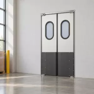 Жесткая маятниковая распашная дверь двустворчатая из сэндвич панелей 260*120