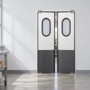 Жесткая маятниковая распашная дверь двустворчатая из сэндвич панелей 260*140