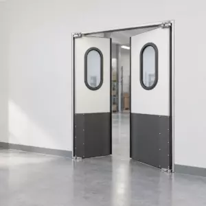 Жесткая маятниковая распашная дверь двустворчатая из сэндвич панелей 230*160