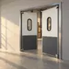Жесткая маятниковая распашная дверь двустворчатая из сэндвич панелей 270*220
